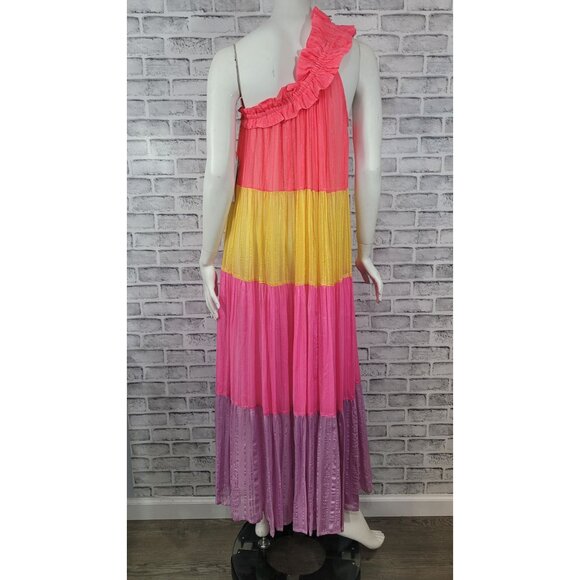 NWT Sundress Stevie Palma One Shoulder Color Block Maxi Size M/L Pink Purple - Picture 3 of 10